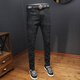 Mr. Guans Herbst- und Winter-Trendy-Jeans für die einfache schwarze Stretch-Hose von Männern schlanke schlankere Hose 2024 Herrenhosen 9898 Black 32