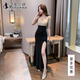 Chuangjingyi wählt sexy V-Ausschnitt-Kleidstudentin Uniform Foot Bad Foot Massage Techniker Anzug Schlanker und schlankes Abendkleid High-End B3883 Schwarz S