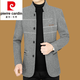 Pier Cardin woolen jacket for men short collar men's tweed jacket thickened warm middle-aged and elderly daddy suit knitted D21375 dark gray XL 180