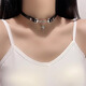 Beautiful fashion personality with trendy leather 2k choker necklace light luxury women's neck strap clavicle chain niche bell collar silver buckle bell collar 1 piece