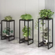 Anding Home Flower Shelf Living Room Nifor Indoor Iron Indoor Succulent Green IDIOLUS PLANTAGE PLANTAGE SIMPLE DÉCORATIVE POT BRACKET BLACK RACK + Blackboard_Width 24 High 60 Renfort Rib Support