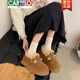 卡帝乐鳄鱼（CARTELO）厚底雪地靴女款2025新款冬季女鞋加绒加厚毛毛保暖勃肯鞋棉鞋新品 栗色 35