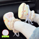 Midurs neugeborenes Baby im Herbst und Winter 0-1-Jährigen Jungen und Mädchen Cartoon Dicke Schuhe und Socken, die nicht von den Fersen fallen, und Samtfußschutz Baumwollschuhe 2 rosa Plüsch (Spitze Kaninchen-Weiß-Kaninchen) 11 Innenlänge 11 cm (s empfohlen auf 0-6 Monate))