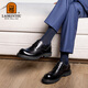 LAORENTOU leather shoes men's shoes business casual large leather shoes high-end brogue brand formal shoes LA11366 black 40