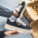 Xiao Xueling Canvas-Schuhe für Männer 2024 Sommer Neue Low-Top-Männerschuhe Paar koreanische vielseitige weiße Schuhe Männer lässige Schuhe Männer schwarz 42 (260 mm)