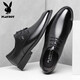 Chaussures en cuir playboy Clothing formels de commerce de repos de printemps top top cowhers hoeshoes masculins pour hommes chaussures en cuir masculin 1591 noir 43