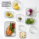 
GLASSLOCK Korea Heat-resistant Tempered Glass Lunch Box Microwave Refrigerator Fresh Box Multi Specifications Separation 670ml+695ml+bag
