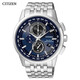 CITIZEN watch Eco-Drive sun and star dual display perpetual calendar Japanese and Korean business men's watch Black three-eye men's watch with blue plate AT8110-61L