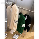 Rogosky Hong Kong trendy men's stand-up collar casual knitted cardigan autumn and winter new loose versatile wool zipper long-sleeved jacket Black L Recommended 100-125 Jin [Jin equals 0.5 kg]
