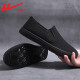 Krieger (Krieger) Herrenschuhe Herren Sommer Vielseitige Brettschuhe Herren -Freizeitschuhe Alte Peking faule Leinwandschuhe All Black 42