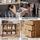 Genji Muyu solid wood sideboard ash wood wall-mounted one-piece high cabinet household slate storage cabinet kitchen tea cabinet 1.8m slate sideboard (Shuiyunsha) + shelf + bull electric rail