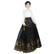 Yishangmei Horse Face Rock Frauen voller neuer chinesischer Hanfu-Frauenkleid für Erwachsene kleiner Sommer 2025 Neues chinesisches Stil Kleid schwarz [Goldener Pferdsgesichtsrock + weiße Top] l [geeignet für 115-130jin [Jin gleich 0,5 kg]]]