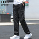 JEEP SPIRIT Jeep Overalls Men's Autumn and Winter Straight Casual Pants Men's Loose Large Size Men's Pants Dark Gray L