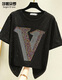 Shanidoluo Gran tamaño Fat Sister Clothing Nuevo producto Producto Fat Pertane Mirando Camiseta de tapa de diamante de hierro Camiseta 16817 Negro-Preesación de 3 días Envío 2xl Recomendado 140-160Jin [Jin equivale a 0.5 kg] para usar