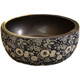 Countertop ceramic washbasin round single basin retro European art washbasin home bathroom washbasin hand-painted green lotus