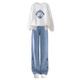 Yoyo One (Yoyo One) Mädchen Herbst Set 2025 Neue Herbstkleidung mittelgroße große Kinder modische Sweatshirt Kinder Frühlings- und Herbst -Internet -Promi -Kleidung 13068 Blau 150 cm