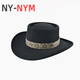 NY-NYM Four Seasons Men's Hat Sheep Felt Hat Concave Top Solid Color Sheep Felt Gentleman Hat Ribbon Decoration Wool Felt Jazz Hat Black 58cm