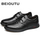 Nordic (BEIOUTU) leather shoes men's business casual leather shoes British lace-up comfortable soft-soled leather shoes 7081 black 40