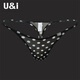 U&I men's sexy thong one-piece upward bag ultra-thin ice silk trendy pattern brand underwear 1117-P black X red dots 1 pair 2XL