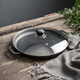 KITCHEN LITTLE HAPPINESS KITCHEN Thickened cast iron uncoated pancake fruit tool pancake cast iron household pancake non-stick hand-catch pancake pot Deep style + glass cover + pancake four-piece set 27cm