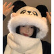 SOMUBAY Panda Plush Hat Scarf All-in-One Women's Winter Cycling Cute Thickened Warm Scarf Gloves New Year's Gift for Women Panda Three-piece Set One-size-fits-all Quality (Gift Bags Need to Contact Customer Service)