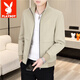 Playboy (PLAYBOY) Men's new stand-up collar jacket zipper shirt top spring and autumn casual fashion Korean style young handsome boy jacket 2687 black 2XL
