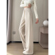 Rote Dragonfly Schmale Version Weitbeinhose für Frauen 2025 Frühlings- und Herbst neue Freizeithosen für Frauen plus Samt Spring Sports Straight Hosen 689# Beige weiße Länge - plus Samt Super Soft Velvet XL