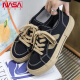 NASA XVVX official joint skateboard shoes for boys spring and summer new breathable casual versatile low-cut thick-soled canvas shoes for men trendy black 42