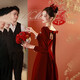 Libaixin toasting dress bride 2025 new autumn and winter burgundy engagement dress high-end long-sleeved velvet wedding atmosphere burgundy M