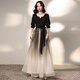 Li Baixin black evening dress French style for women to wear at ordinary times gradient starry sky long temperament choir banquet host black mid-length XXL