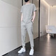 NASA RHUDE夏季冰丝短袖T恤运动套装男潮牌男装套装潮流休闲男夏天衣服夏装 719卡其(短袖+长裤) M (90-115斤)