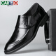 CARTELO British business men's leather shoes breathable cowhide men's shoes casual leather shoes men's slip-on loafers 9832 black 42