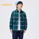 Balabala children's long-sleeved plaid shirt autumn and winter new style inner style college trendy boys and older children green and blue tone-00448 120cm