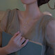 Xiaomeng double pendant freshwater pearl necklace young girl natural two beads clavicle chain y-shaped can be pulled and adjusted
