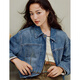 
Inman retro pure cotton wash short denim jacket 2025 autumn women's new casual and versatile loose top denim blue M