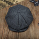 OUFANDI Bloody Gangster Wolle Oktopus Hut Männer Rasiermesser Party English Beret Retro Literarische Zeitungsjungen Hat Fashion Maler Pure Black L (59-61 cm) Verstellbar