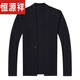 Hengyuanxiang knitted cardigan jacket men with wool spring and autumn style flip-up men's casual outerwear daddy's suit cardigan sweater YH008 gray coffee 180/2XL