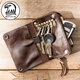 
BOYCLN brand men's genuine leather key bag, large capacity card bag for women, cowhide car remote control key bag waist hanging bag, dark brown
