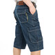 JEEP SPIRIT Jeep Casual Denim Shorts Men Loose Multi-Pocket Straight Working Shorts Summer Men's Cropped Pants 753 753 Dark Blue Size 2 Foot 5