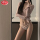 Langsha (Langsha) Sexy Flirting Bow Pure Mesh ropa interior Porta cruzada de mujeres Cordas de baja altura de la niña de bajo rato 3524 Single Strip [White] One Size (80-120Jin [Jin equivale a 0.5 kg])