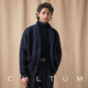 Cultum [Gewicht 1500 g Vollwolle] Dicke Herbst- und Winter schwergrüne Obstkragenpullover -Herrenjacke Langarm formelle Kleidung Marine Blue XL