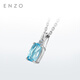 ENZO Elegant Series 18K Gold Aquamarine Diamond Pendant Silver Chain for Women EZV3033 Birthday Gift 18K Gold Aquamarine Diamond Pendant
