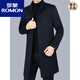 Romon Men's Woolen Coat Wool Coat Men's Mid Longing Collar 2023 Spring and Autumn Tweed Windbreaker Windbreaker de otoño S8868 Hidden Blue XL 180