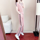 OYZ Hong Kong trendy brand short-sleeved suit for women summer new loose slimming fashionable casual V-neck wide-leg pants two-piece set trendy pink L