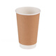 Disposable coffee cup with lid, hot drink cup with lid, commercial take-out packaging cup, soy milk hollow kraft paper cup, 280ml double-layer kraft paper cup, white U lid, Songren 25 sets