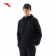 ANTA Water-Repellent and Velvet Warm Jacket Men's Autumn and Winter Woven Hooded Commuting Running Sports Jacket Clothes Water-Repellent and Velvet Warm Basic Black-5 L Men 175