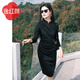 E.Beauty Special Price New Hanshan 2025 Autumn New Acetate Knitted Pleated Cheongsam Skirt for Women Ink Black M