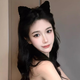 Mu Ding Ding cute cat headband for women, plush, sweet and fashionable cat ear headband, black face wash headband, high-end hair accessory, cat ears, black