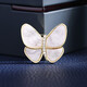 Zhuomai Butterfly Brooch, Exquisite and Temperamental Corsage Pin Accessory Butterfly Brooch, Elegant and High-Level Buckle for Autumn and Winter Butterfly Brooch - Gold and White