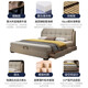Huangbaoni Italian light luxury leather bed master bedroom high-end large bed double with drawer storage khaki soft bed first layer cowhide bed 1.5*2 meters frame bed 15cm silent bed board